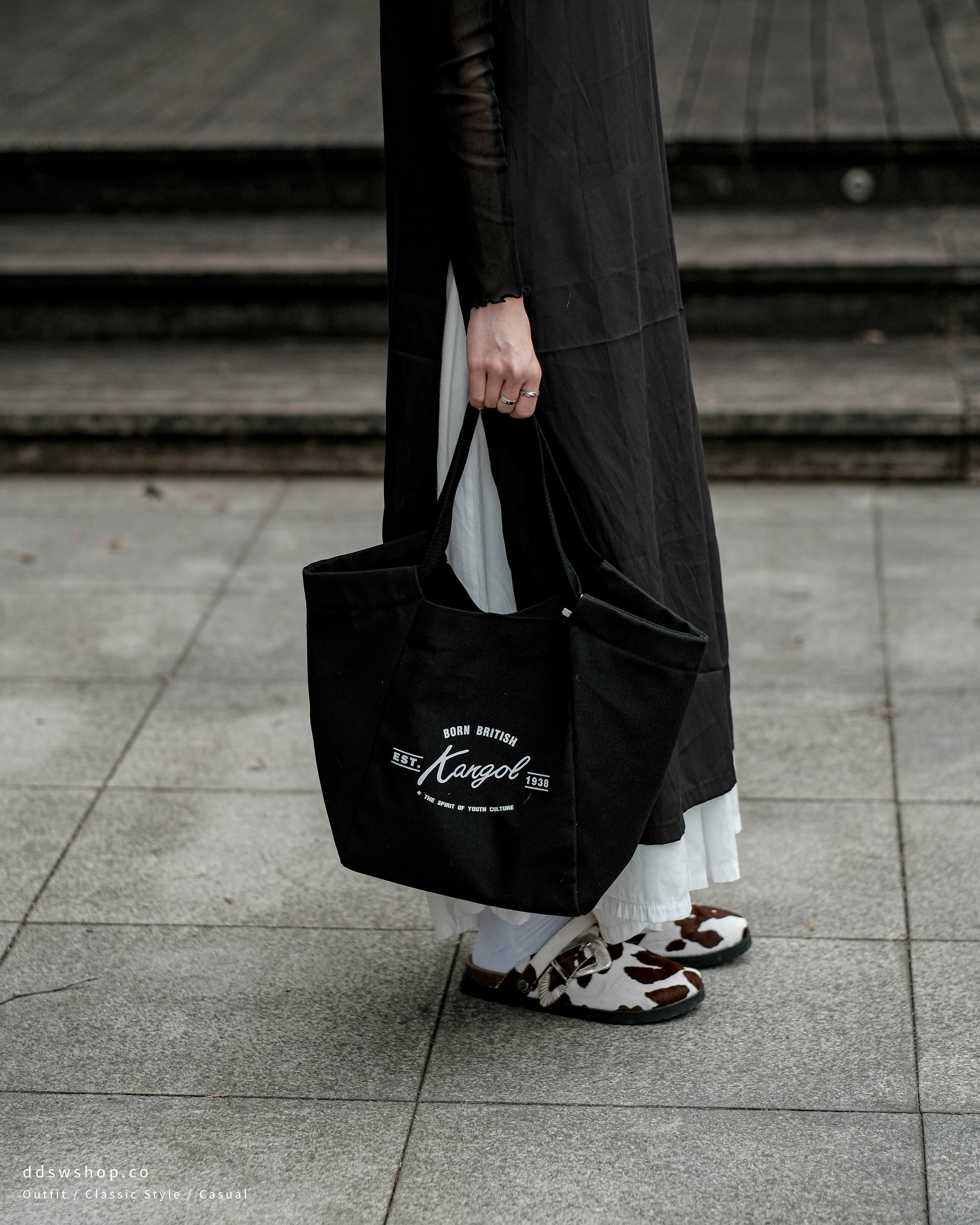 Kangol 袋鼠 包包 梯形托特包 水餃包 2way 手提包 肩背包 黑色 白色