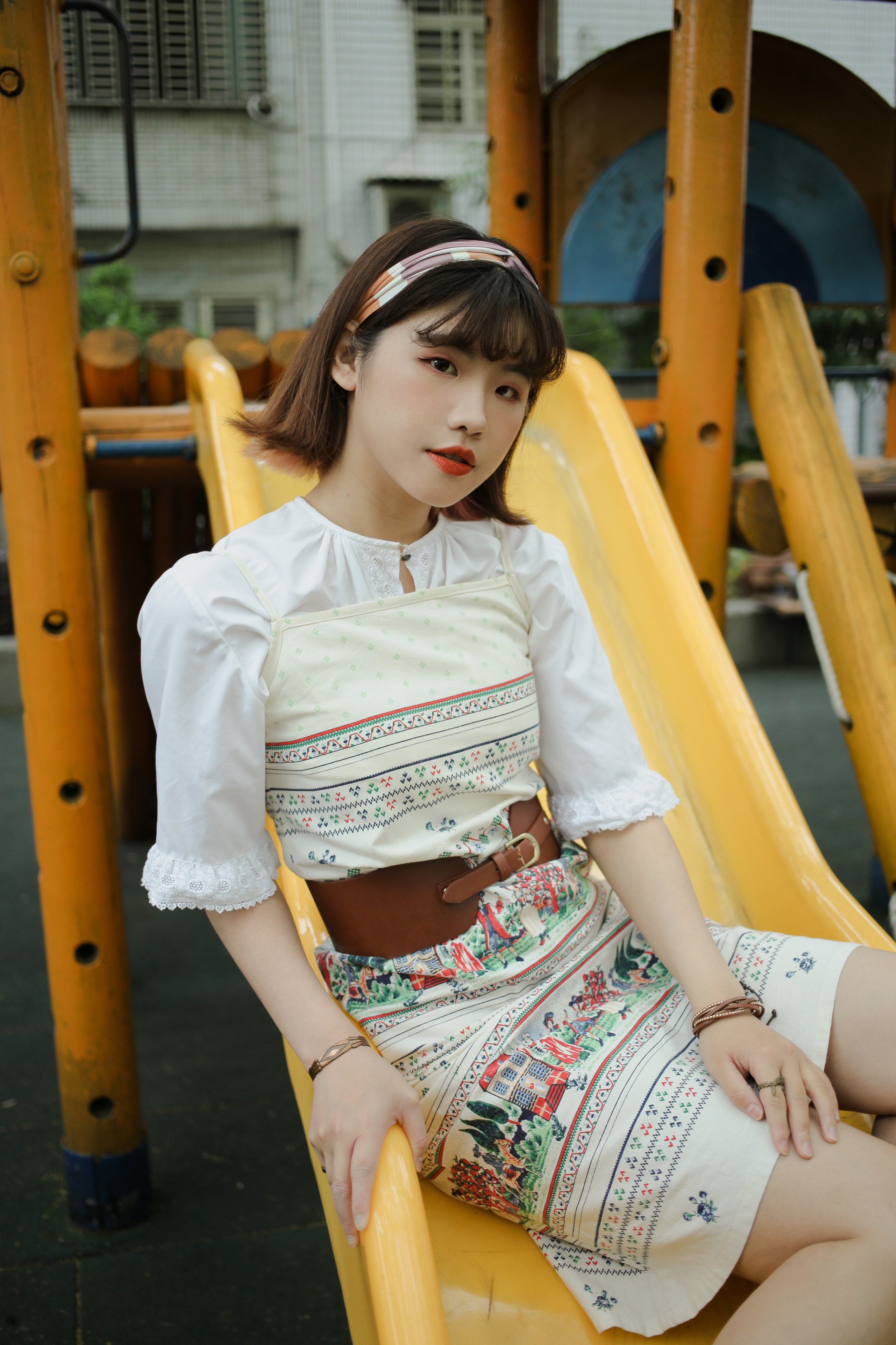 Vintage Dress/古著歐風人物圖騰背心裙