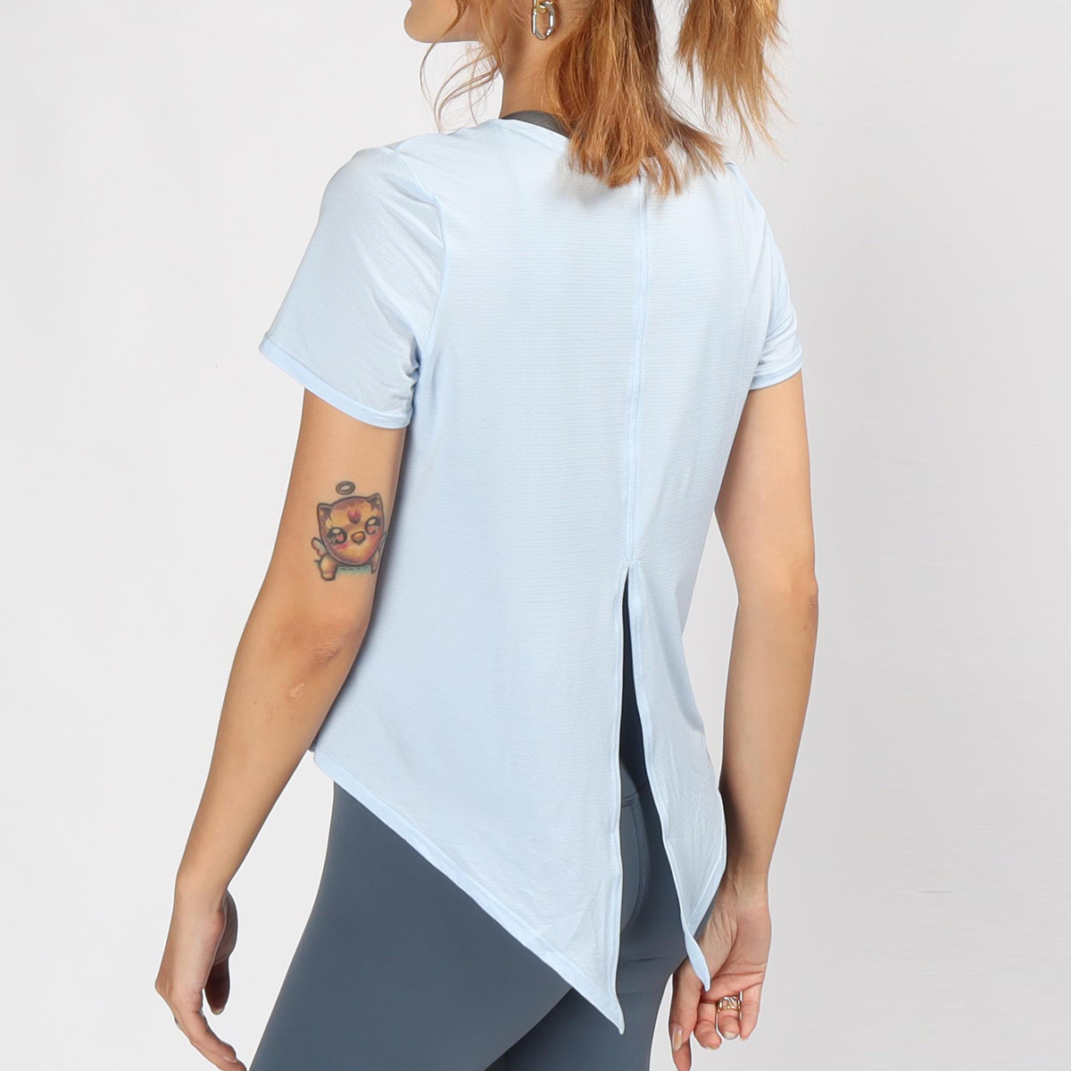 涼感開岔綁結瑜珈/運動/機能短袖*