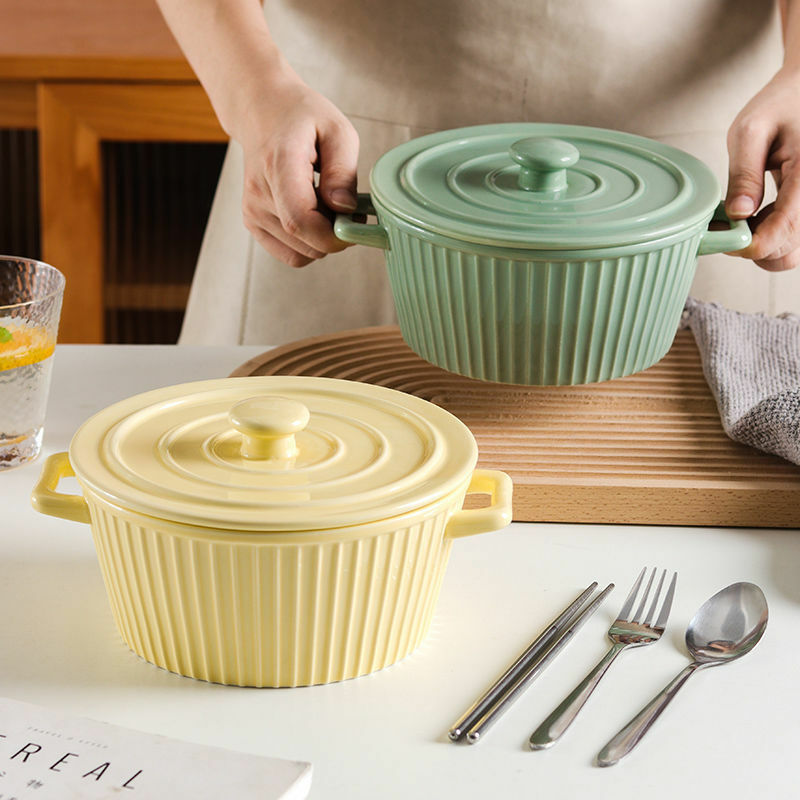 《1994》北歐風陶瓷雙耳加蓋碗