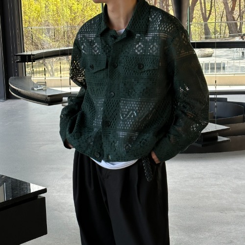 蕾絲雙口袋夾克