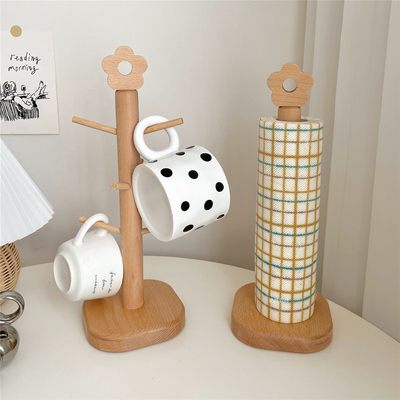 《1997》原木花朵紙巾卷水杯掛架