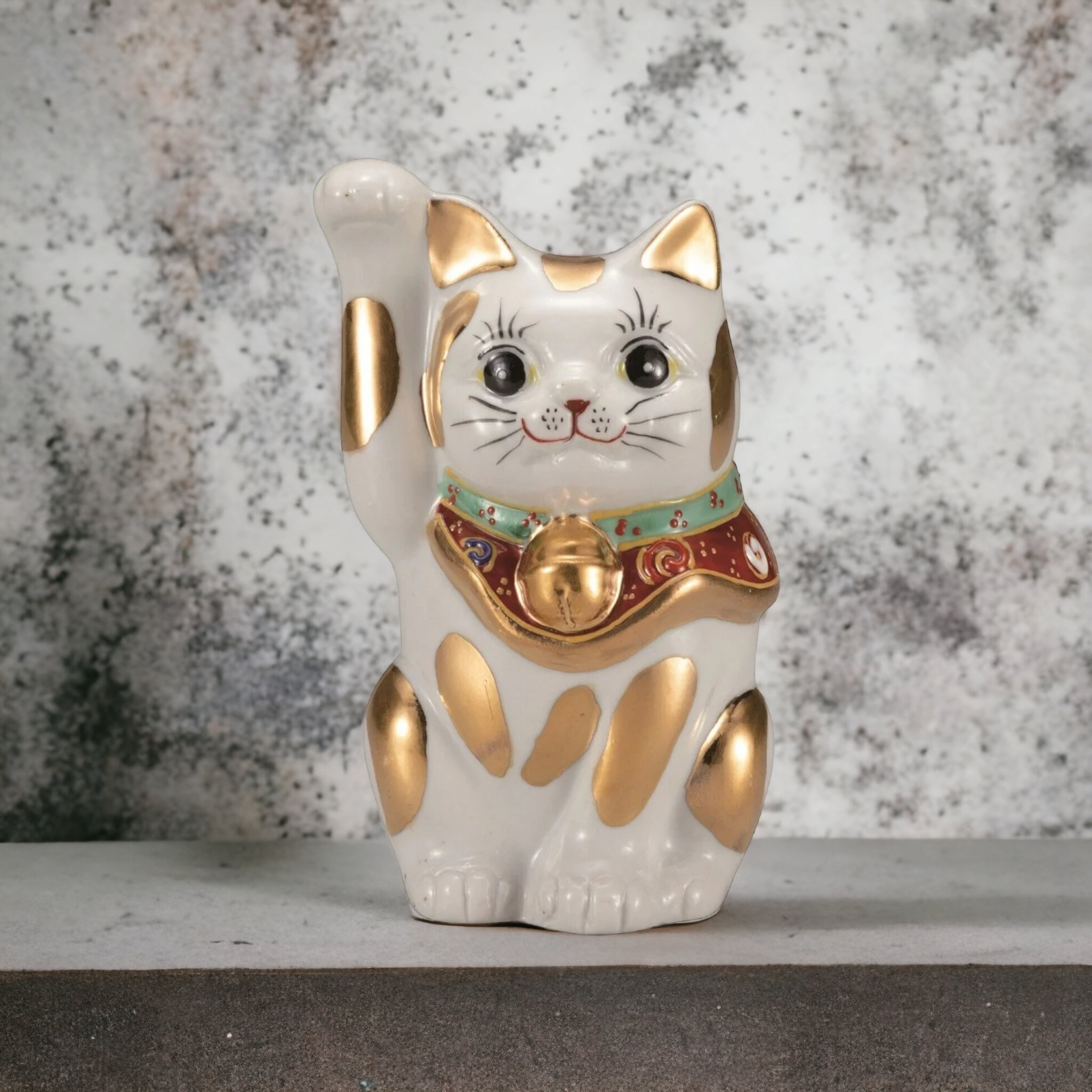 美術品 陶器製 九谷燒 招き猫　置物 九谷焼 置物 | 招き猫 水引-結- ペアセット | 黒・赤 | 虚空蔵窯