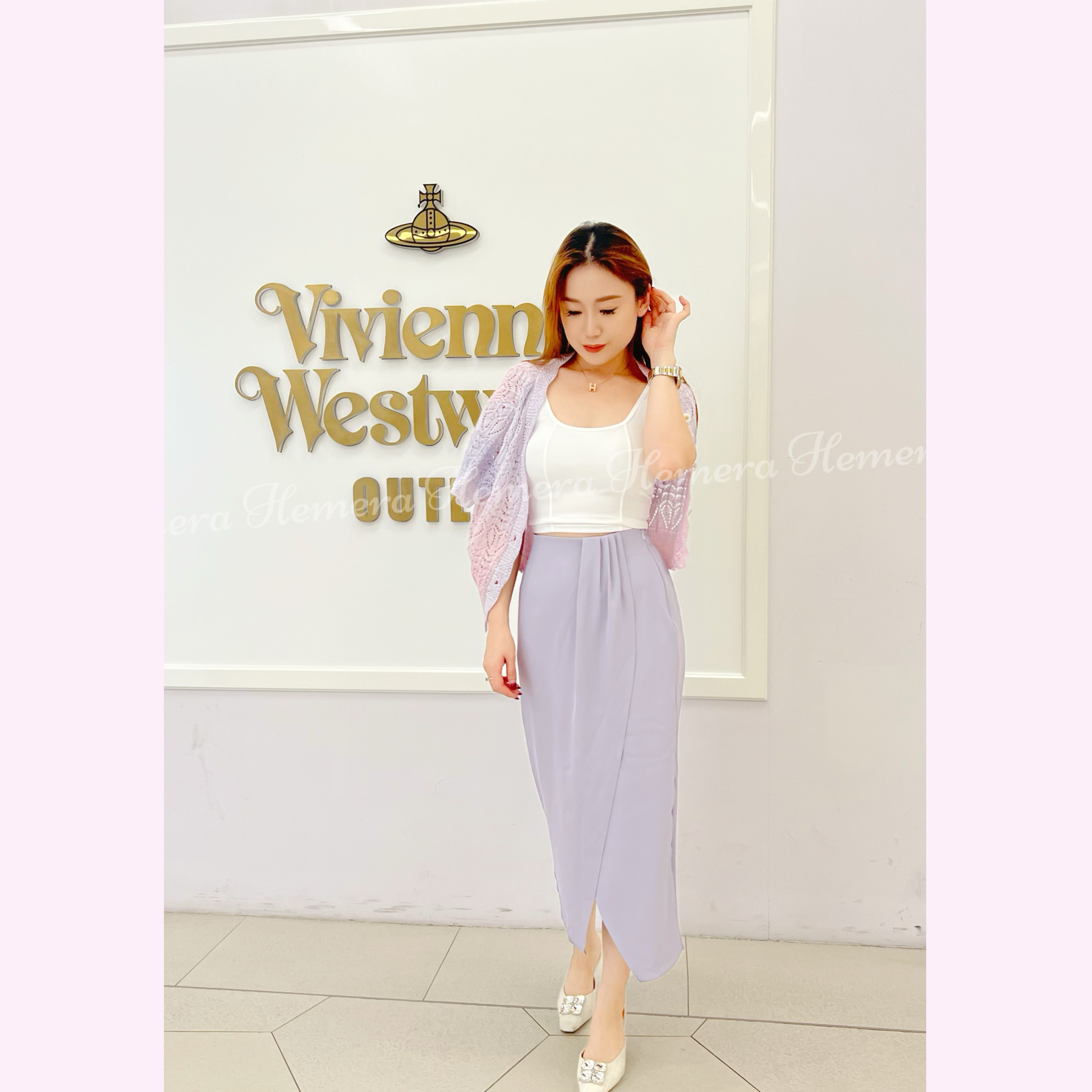 SK23W0425 雪紡褶皺雙層長開衩半身裙