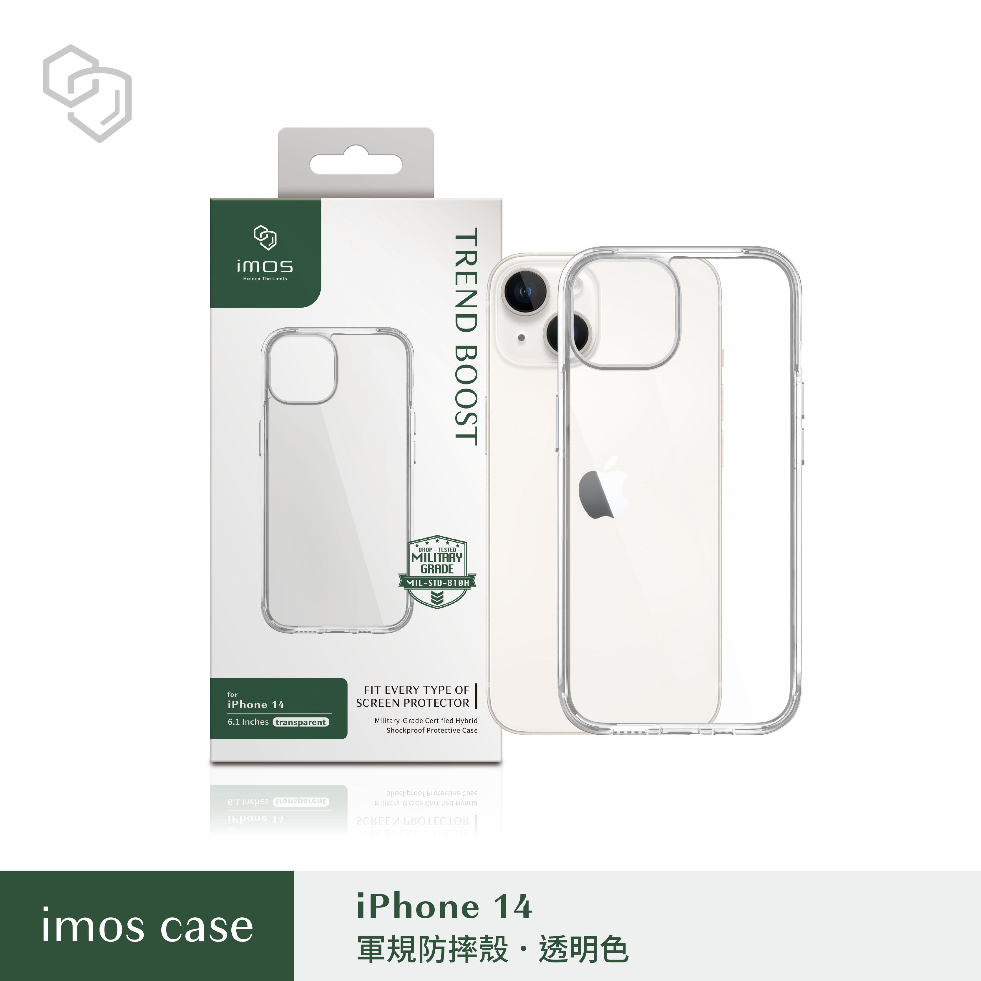 iPhone14   6.1" Ｍ系列 軍規認證雙料防震保護殼-透明
