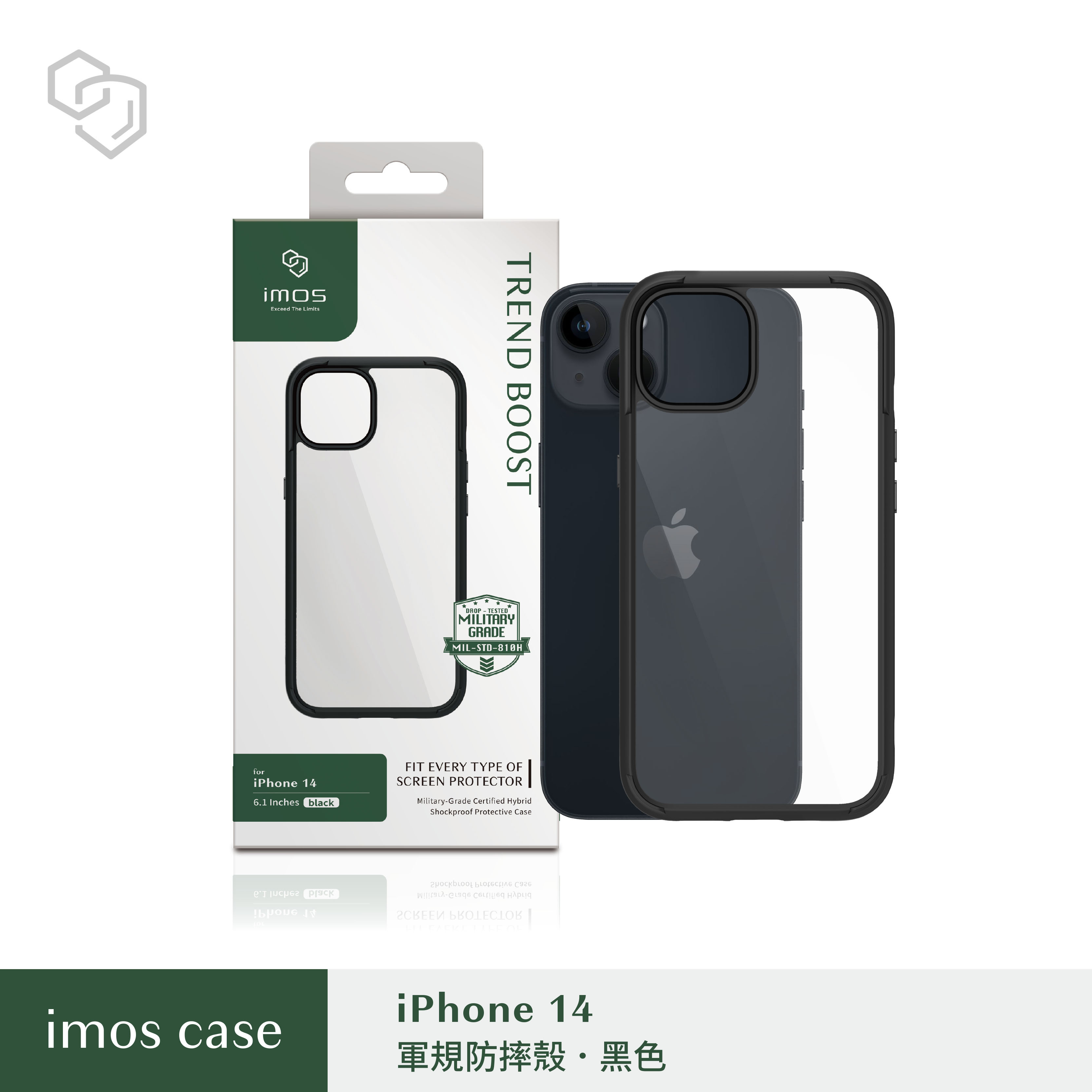 iPhone14   6.1" Ｍ系列 軍規認證雙料防震保護殼-潮流黑