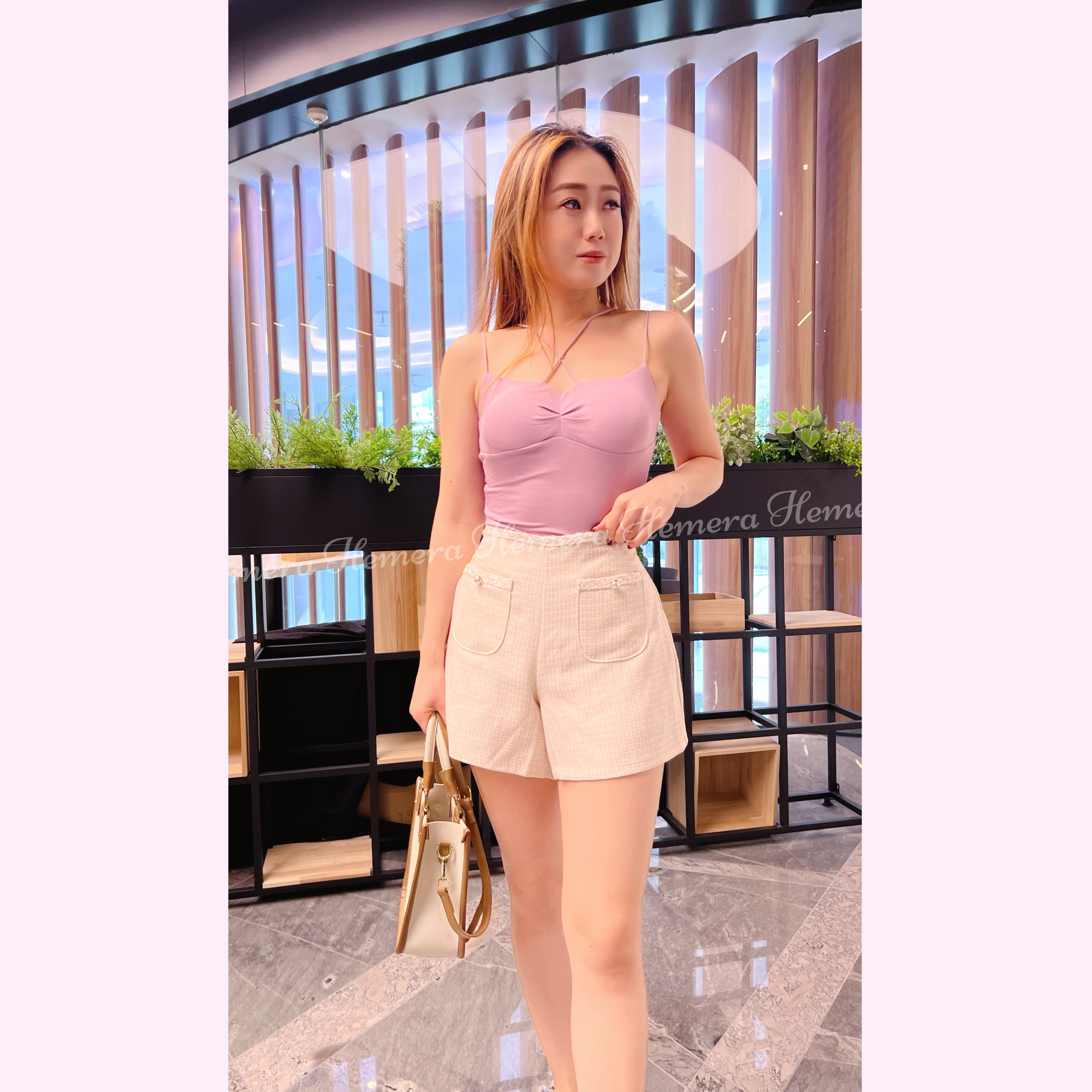 PT23W0429 TWEED料休閒小褲