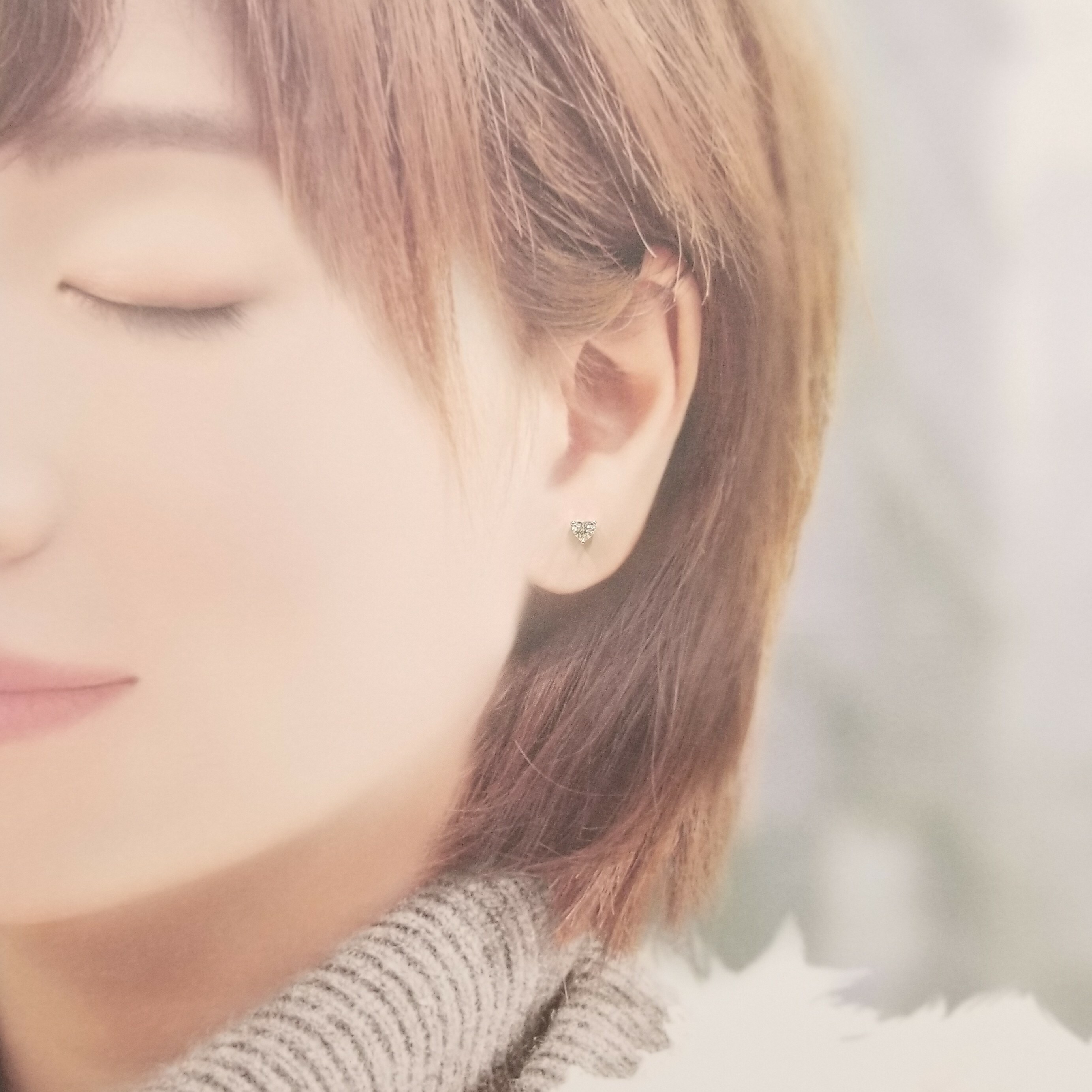 全新18K白金【主石50份心形鑽石】耳環