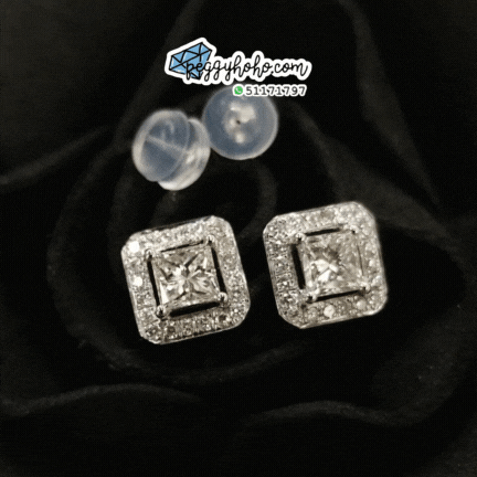 18K White Gold 1.00ct Princess Cut Diamond Earrings