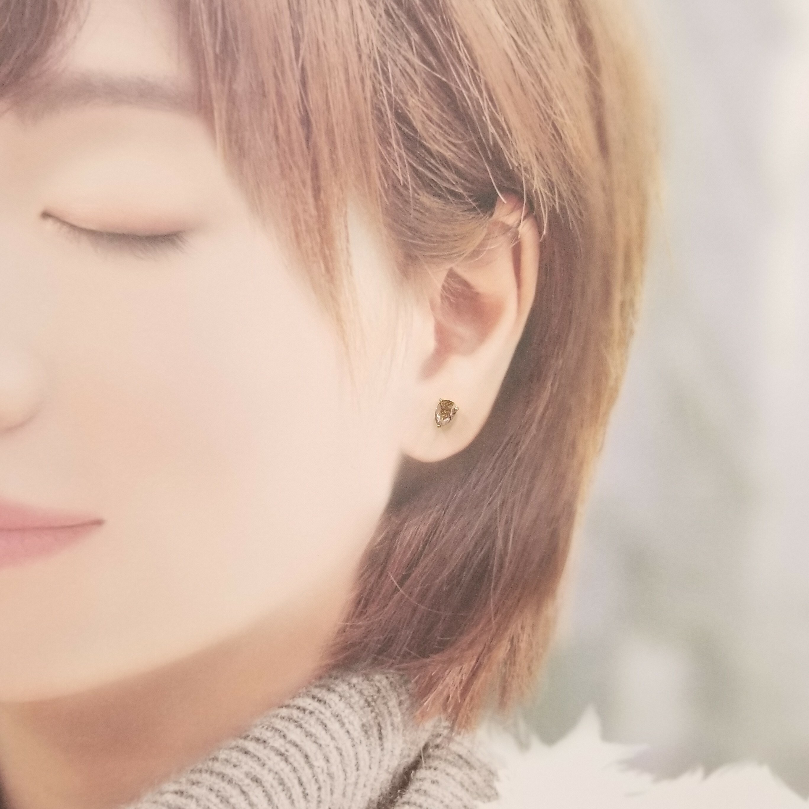 全新18K黃金【主石1卡16份梨形咖啡鑽】耳環