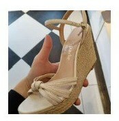 [S] KATE SPADE TESSA LEATHER ESPADRILLE WEDGE,PARCHMENT, K8082-PARCHMENT (SKS568)