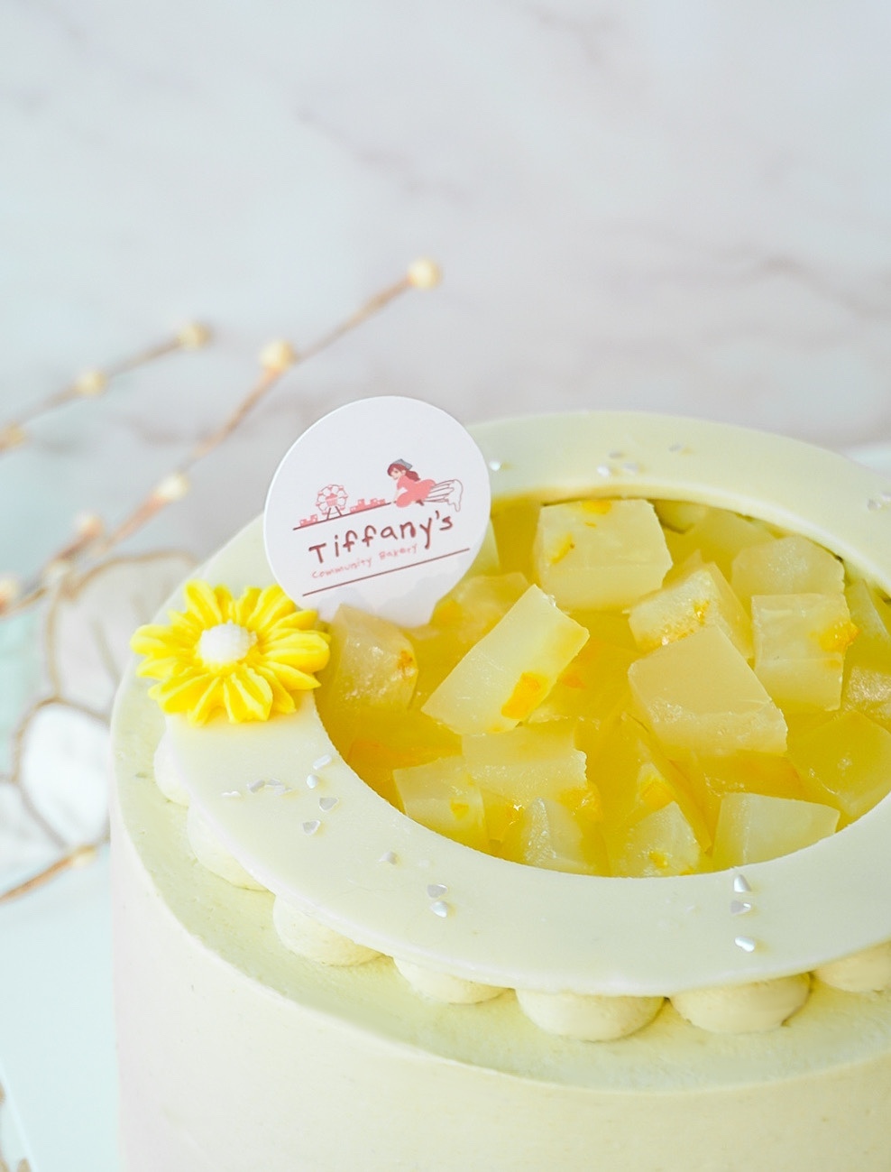 玄米茶柚子流心芝士奶蓋奶油蛋糕