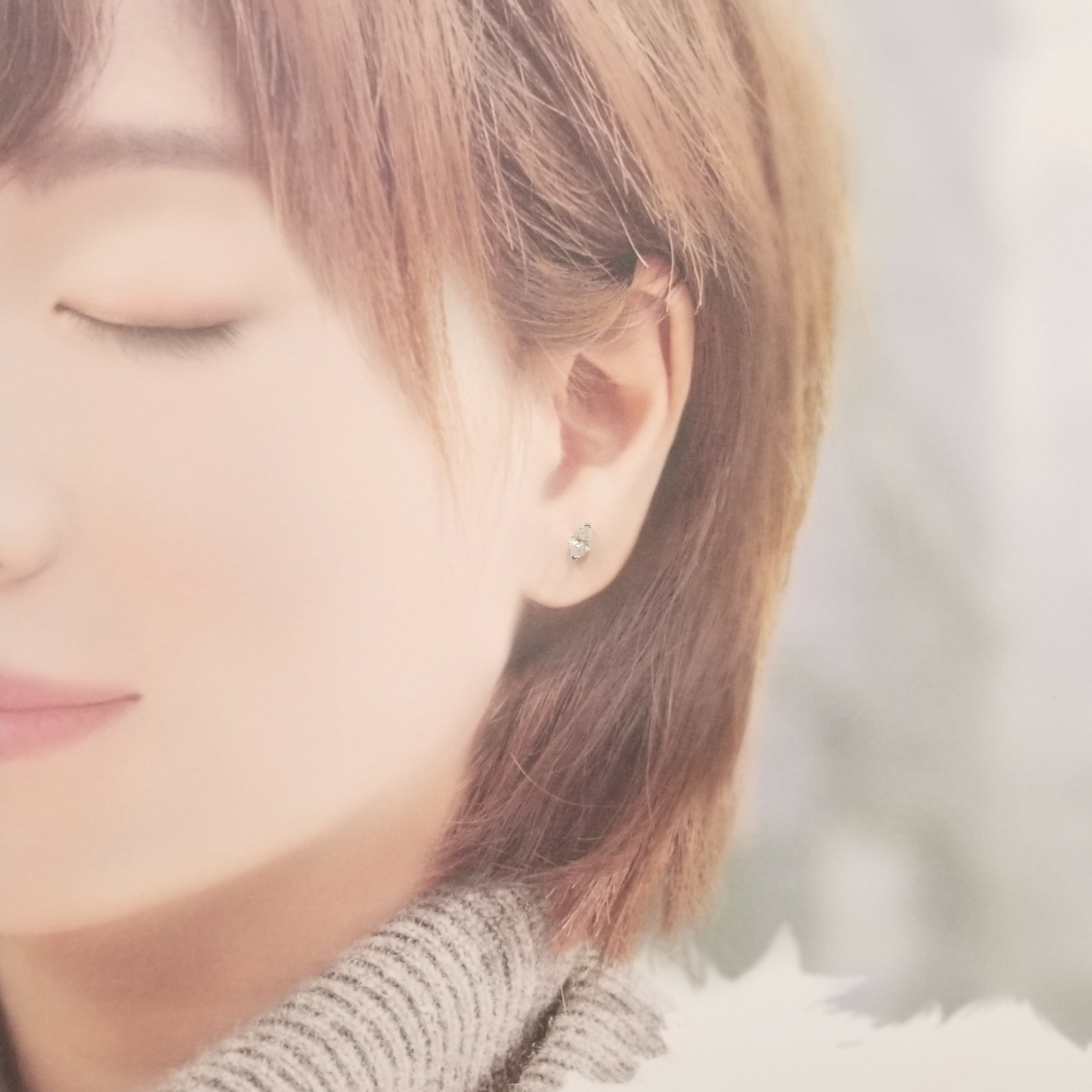 全新18K白金【主石46份欖尖形鑽石】耳環