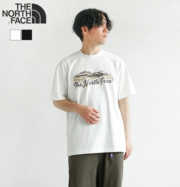 日本代購 THE NORTH FACE 北臉 印花 簡約露營 戶外 短袖 上衣 TEE 黑/白 APR-