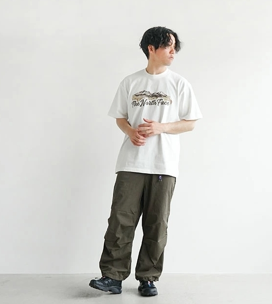 日本代購 THE NORTH FACE 北臉 印花 簡約露營 戶外 短袖 上衣 TEE 黑/白 APR-