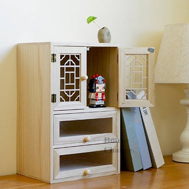 日系古風雙門雙抽收納櫃