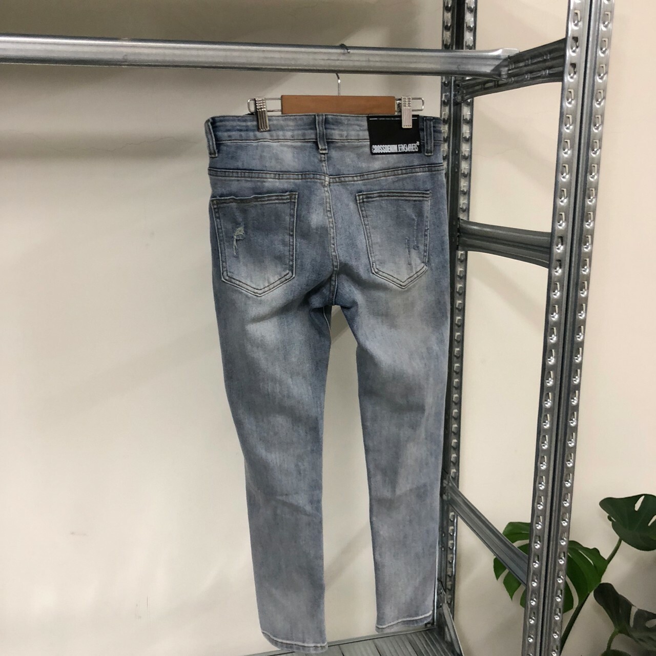 CROSS Denim Jeansmakers 韓版修身刷色刀割牛仔褲 50033