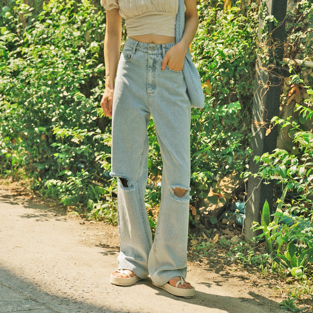 Brushed design straight denim trousers S/S+/M/M+/L/L+【04011604】in stock+pre-order