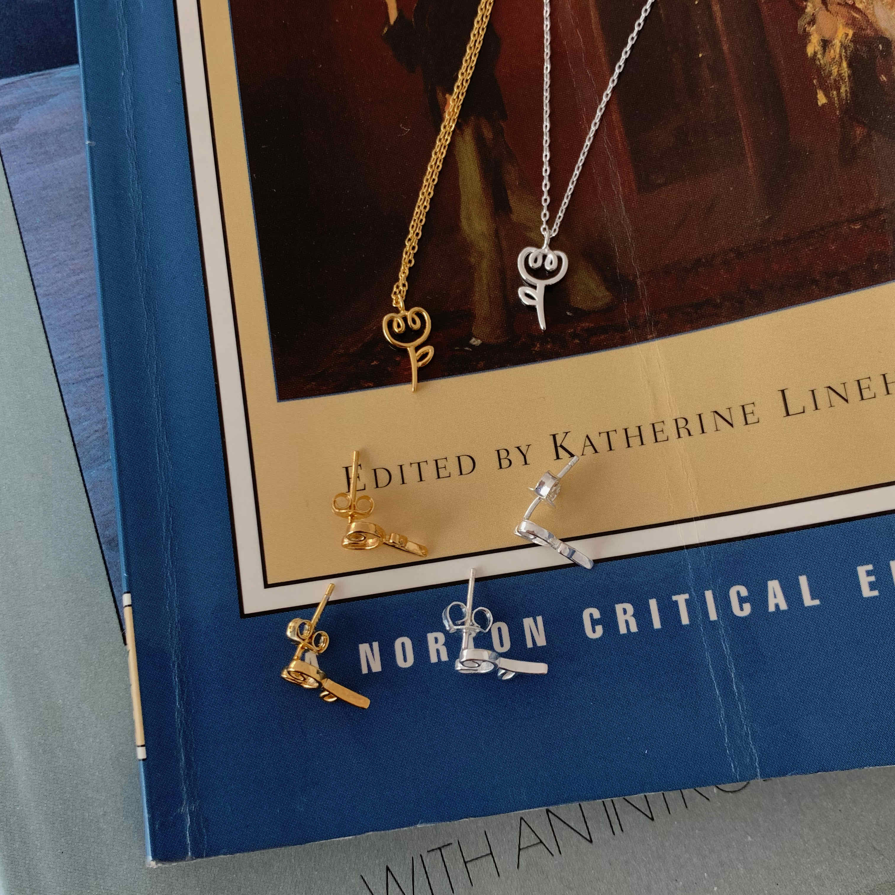 🇰🇷925 silver 手繪小花項鍊/耳環｜2 color