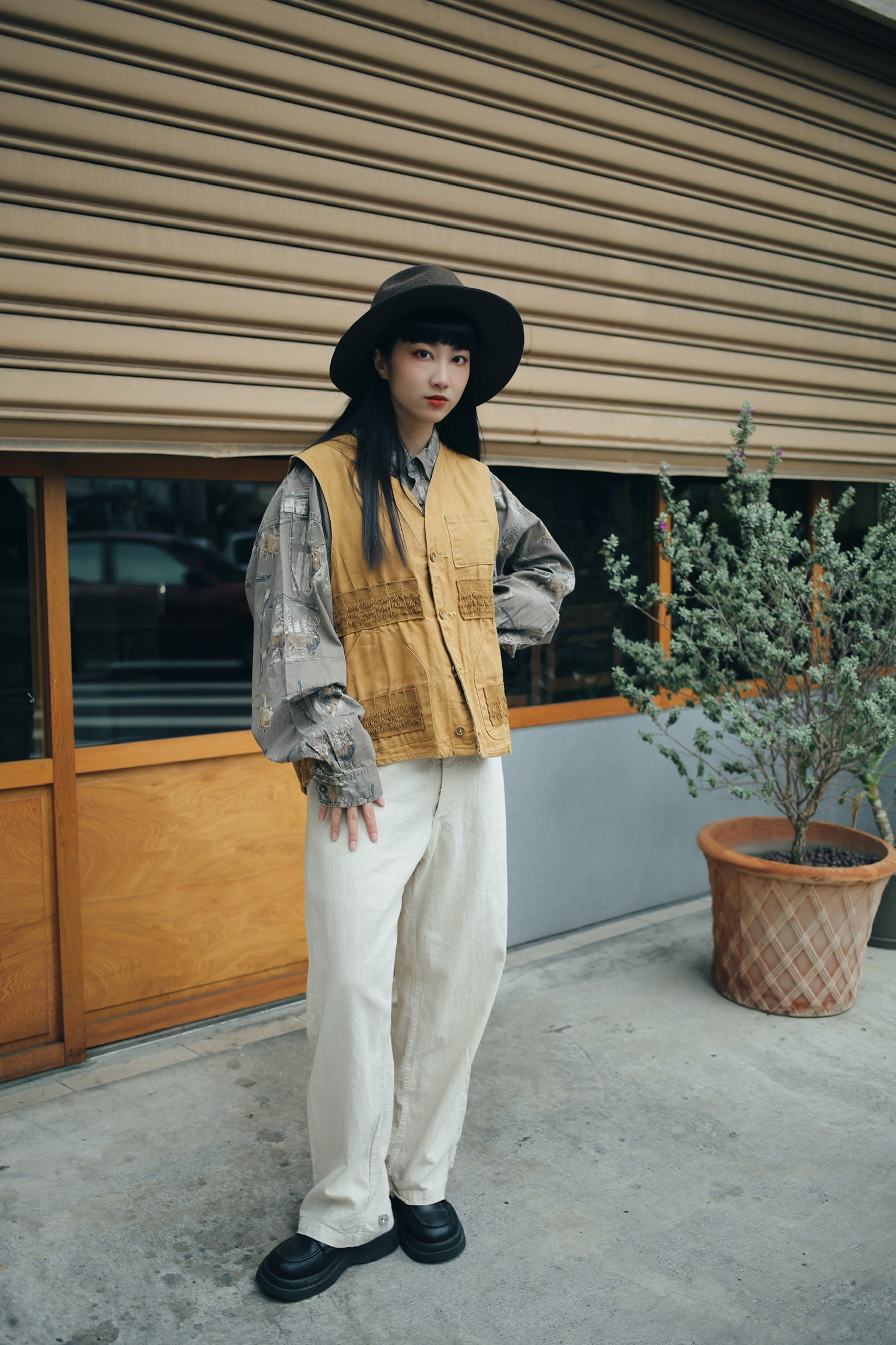 Vintage hunting vest /古著獵裝多口袋造型背心