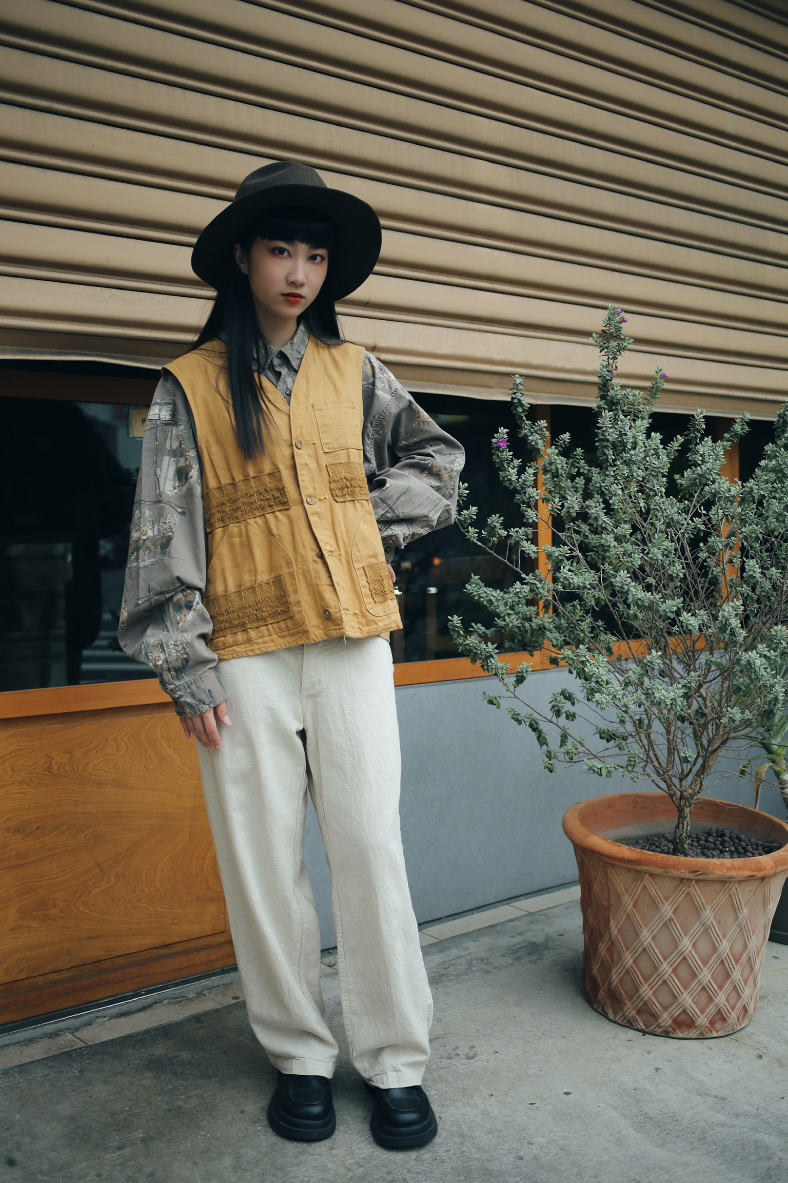 Vintage hunting vest /古著獵裝多口袋造型背心