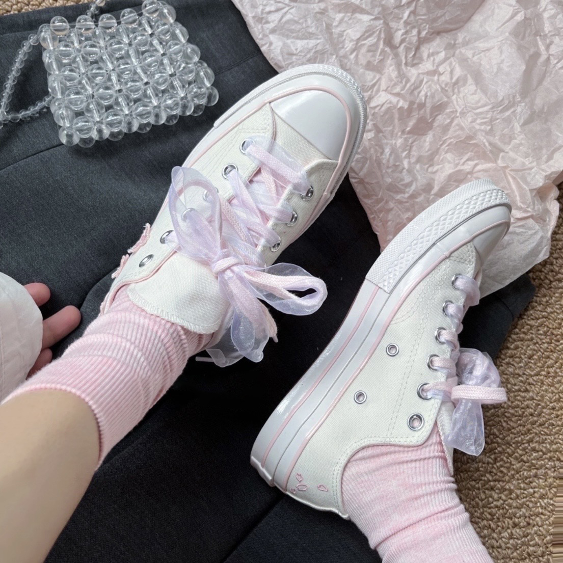 Converse Chuck Taylor All Star 1970s 櫻花刺繡 粉白 A06222C