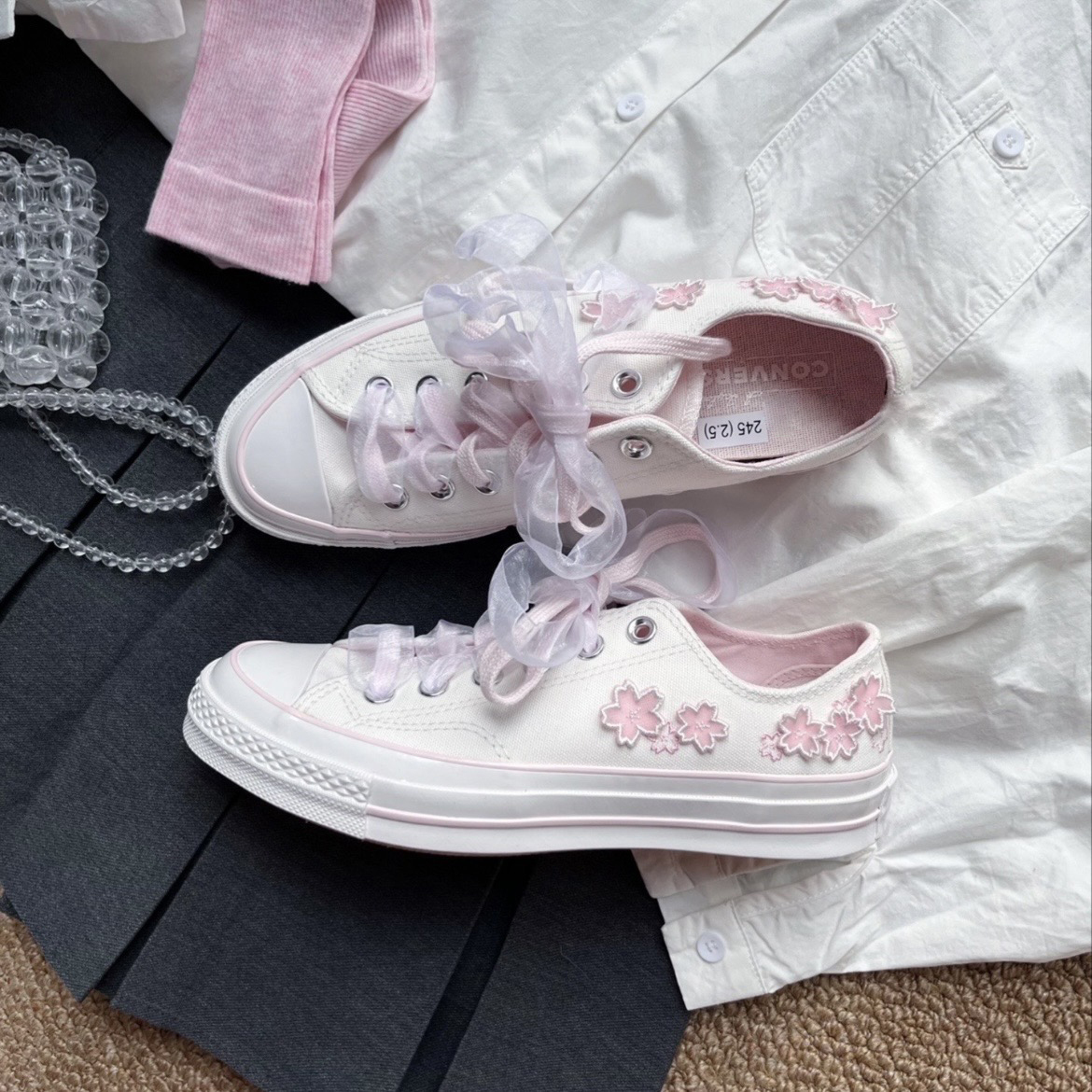 Converse Chuck Taylor All Star 1970s 櫻花刺繡 粉白 A06222C