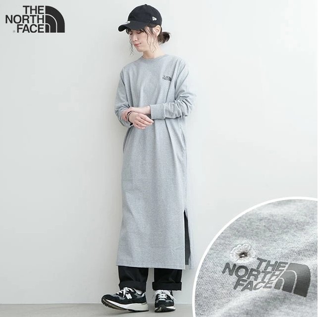 日本代購 THE NORTH FACE 北臉 寬鬆簡約 休閒 運動長袖 側開岔 有口袋 女款 灰 APR-