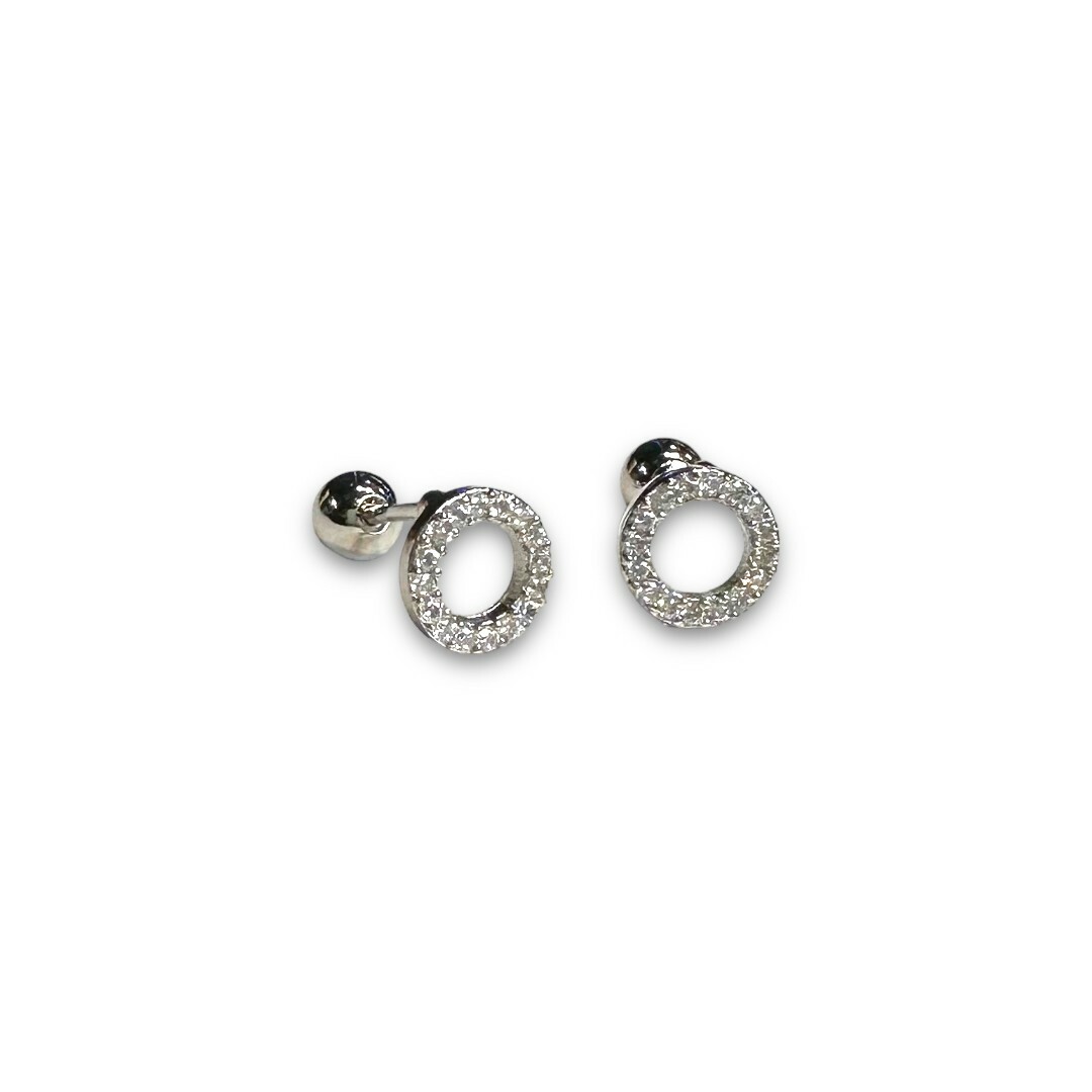 銅檯鋼針耳環-線鋯甜甜圈 大 2色(單支價)