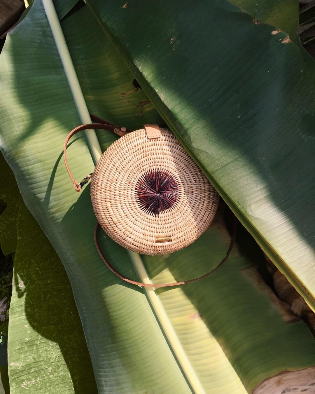 柳藤編織圓肩包｜Mandala Burgeundy｜柬埔寨