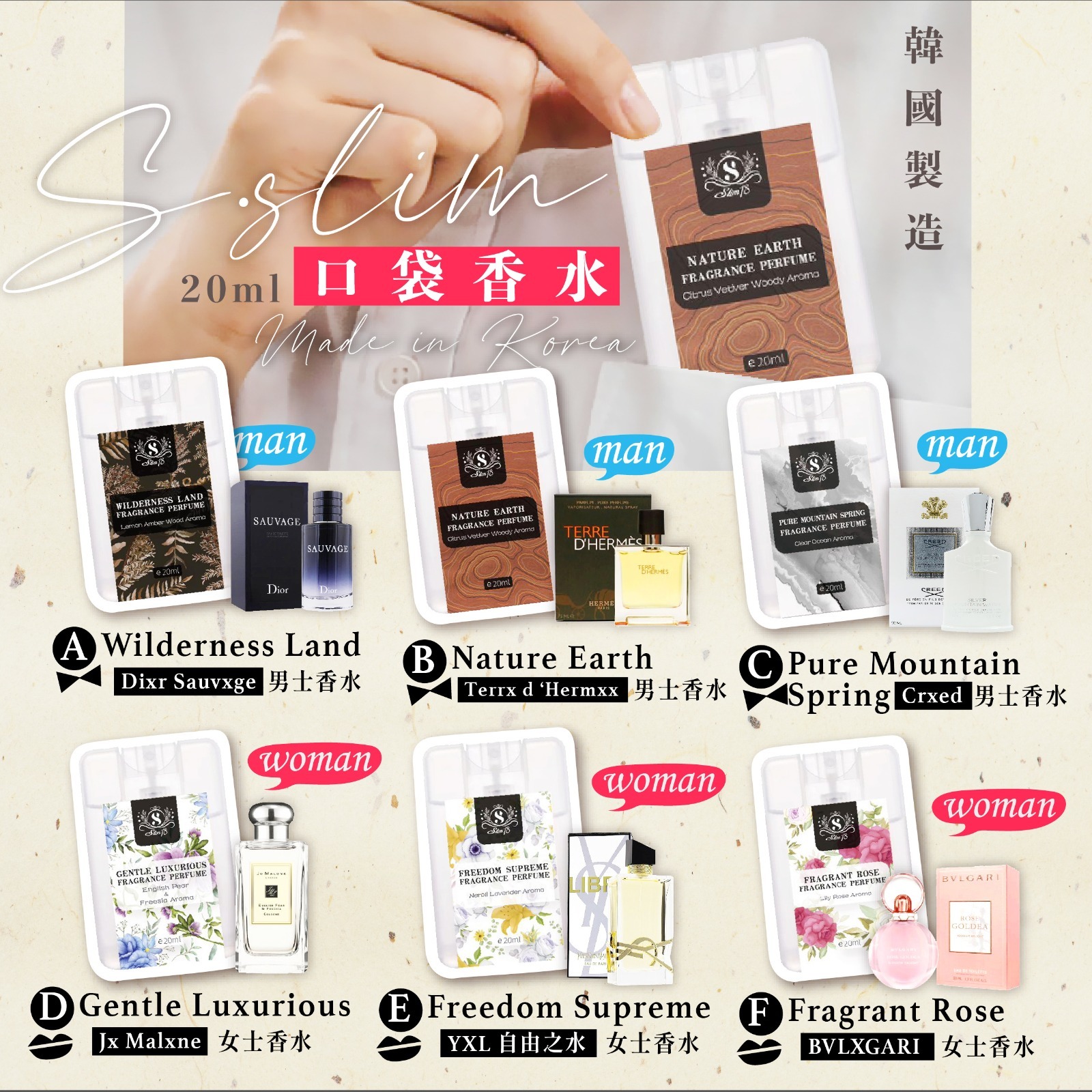 韓國製造Sslim口袋香水20ml