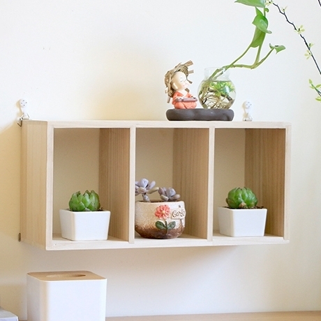 日系木頭三格壁掛收納架