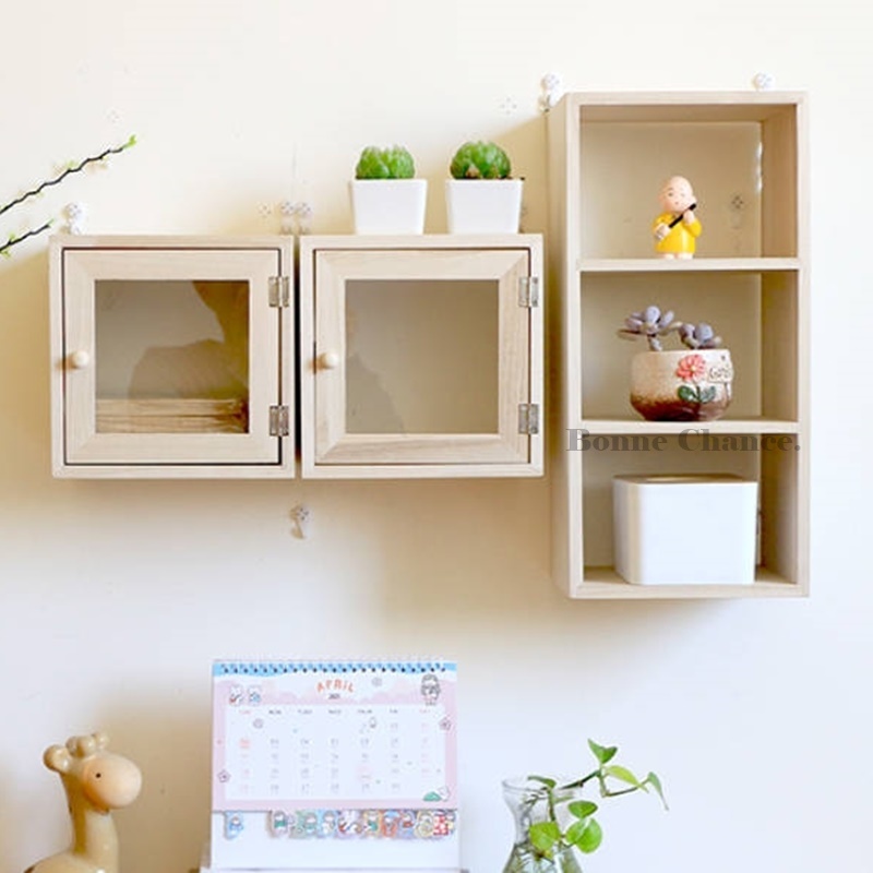 日系木頭單門壁掛收納架