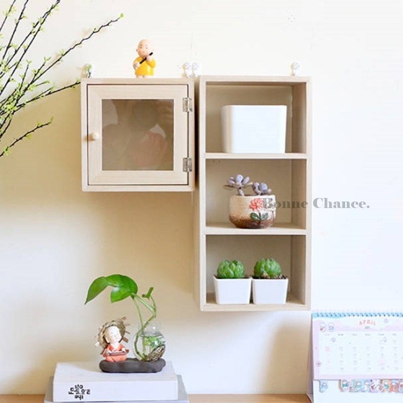 日系木頭單門壁掛收納架