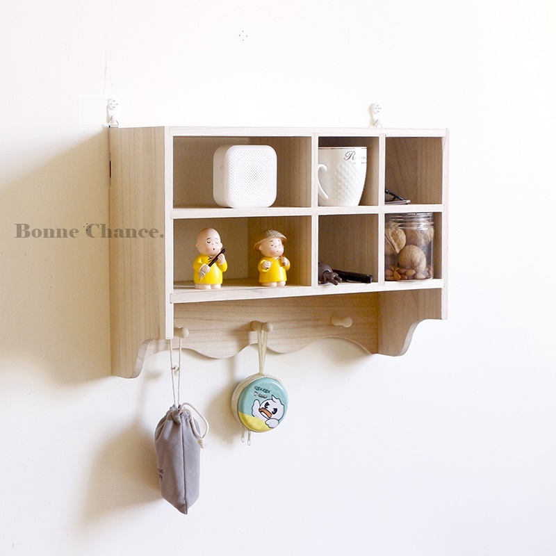 日系木頭多格壁掛收納架