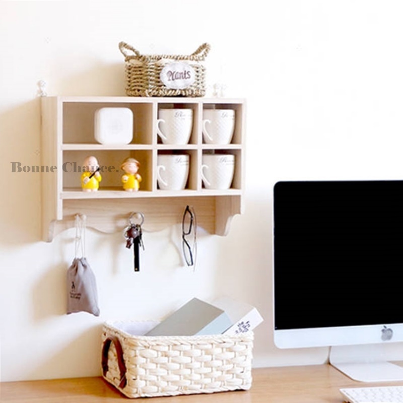 日系木頭多格壁掛收納架