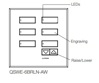 路創 QSWE-6BRLN-AW 6 個按鈕 INTERNATIONAL SEETOUCH QS 調光燈開關制