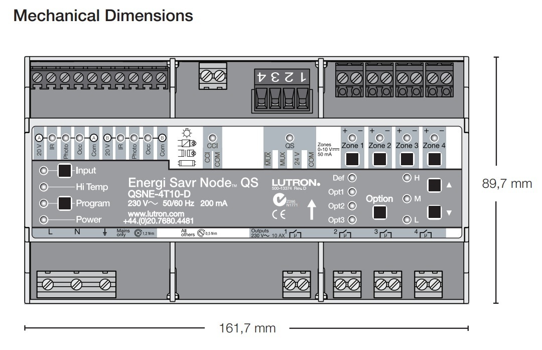 路創 QSNE-4T10-D 節能節點開關/0-10 V 燈具控制器