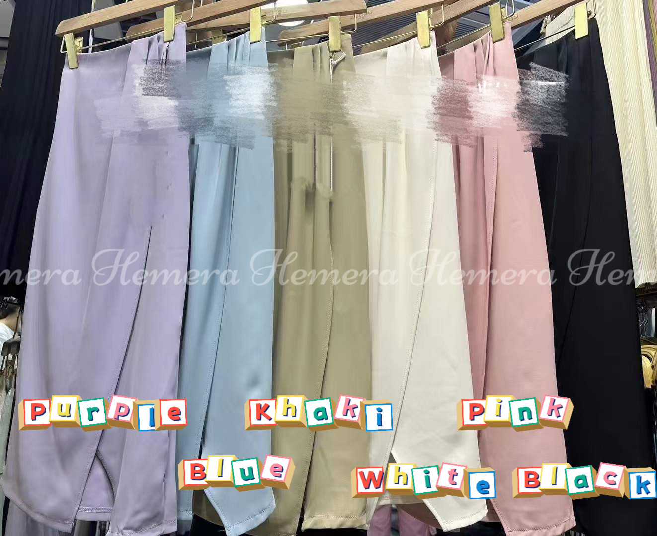 SK23W0425 雪紡褶皺雙層長開衩半身裙