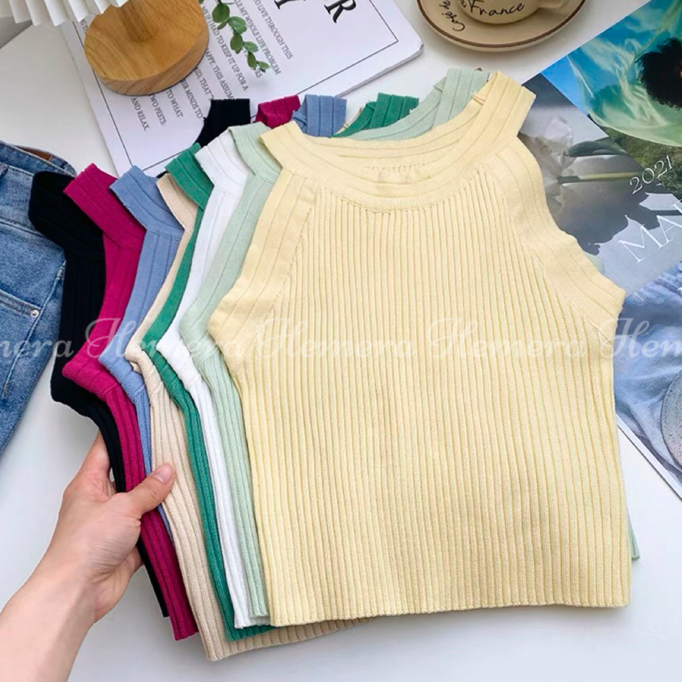 TP23W0345 圓領掛脖修身背心