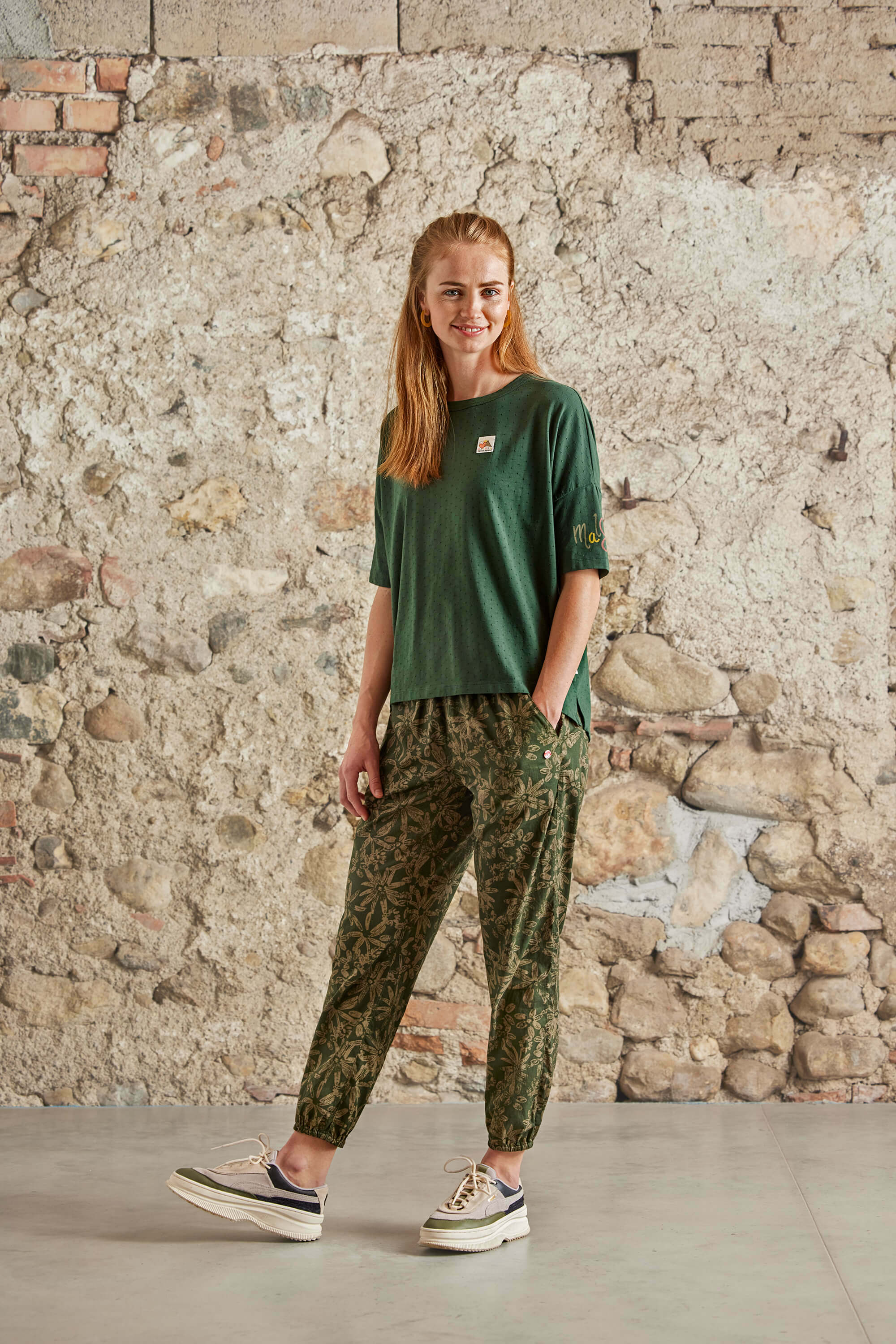 【MALOJA】女純棉印花長褲 / 23MA35438-[綠]