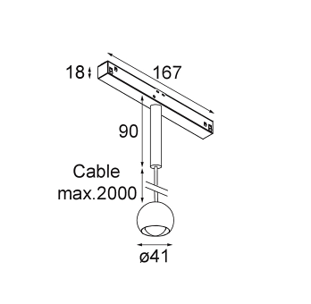MODULAR 13422032 MARBULITO TRACK 48V SUSPENDED 41 1X LED 2700K Medium 1-10V 黑色結構