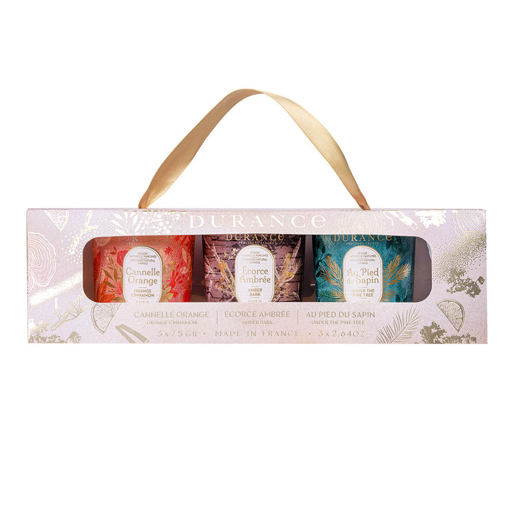 DURANCE朵昂思 香氛蠟燭三入組(75gX3)[暖桂橙香/夜之琥珀/冷松林間]
