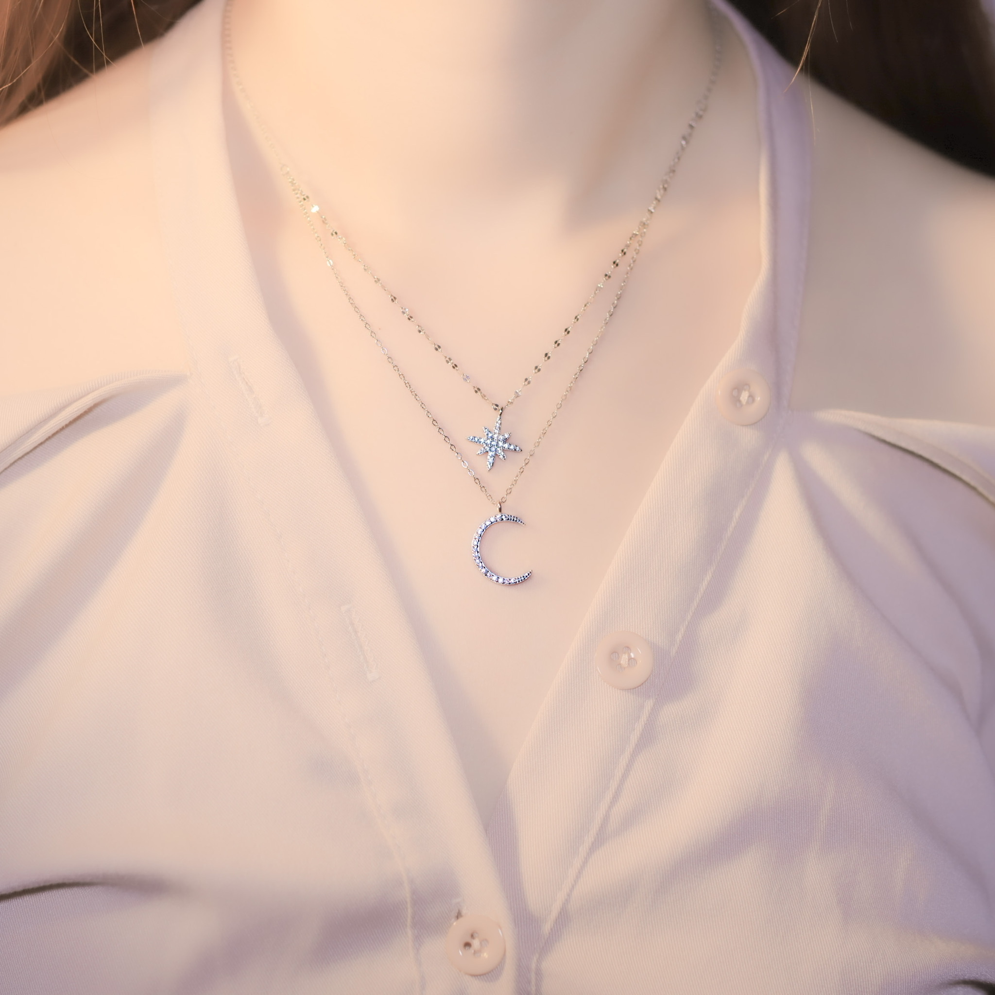 | 925 Silver・ White Gold  | Good Night Habit Necklace | NE0384 |