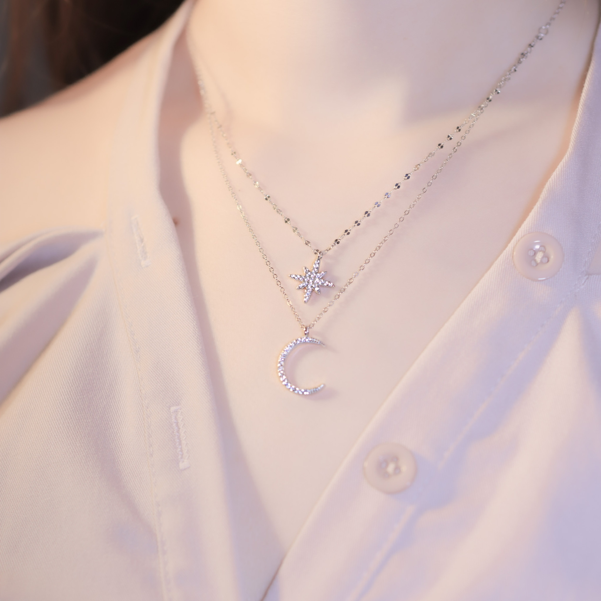 | 925 Silver・ White Gold  | Good Night Habit Necklace | NE0384 |