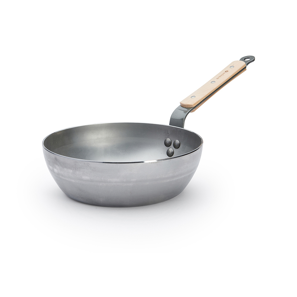 原礦蜂蠟鐵鍋 l 蜂蠟木柄平底深煎炒鍋