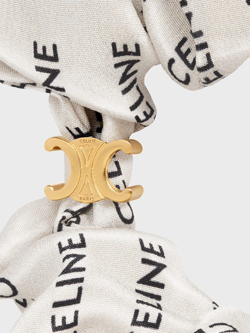 Celine 白色桑蠶絲條紋手鐲