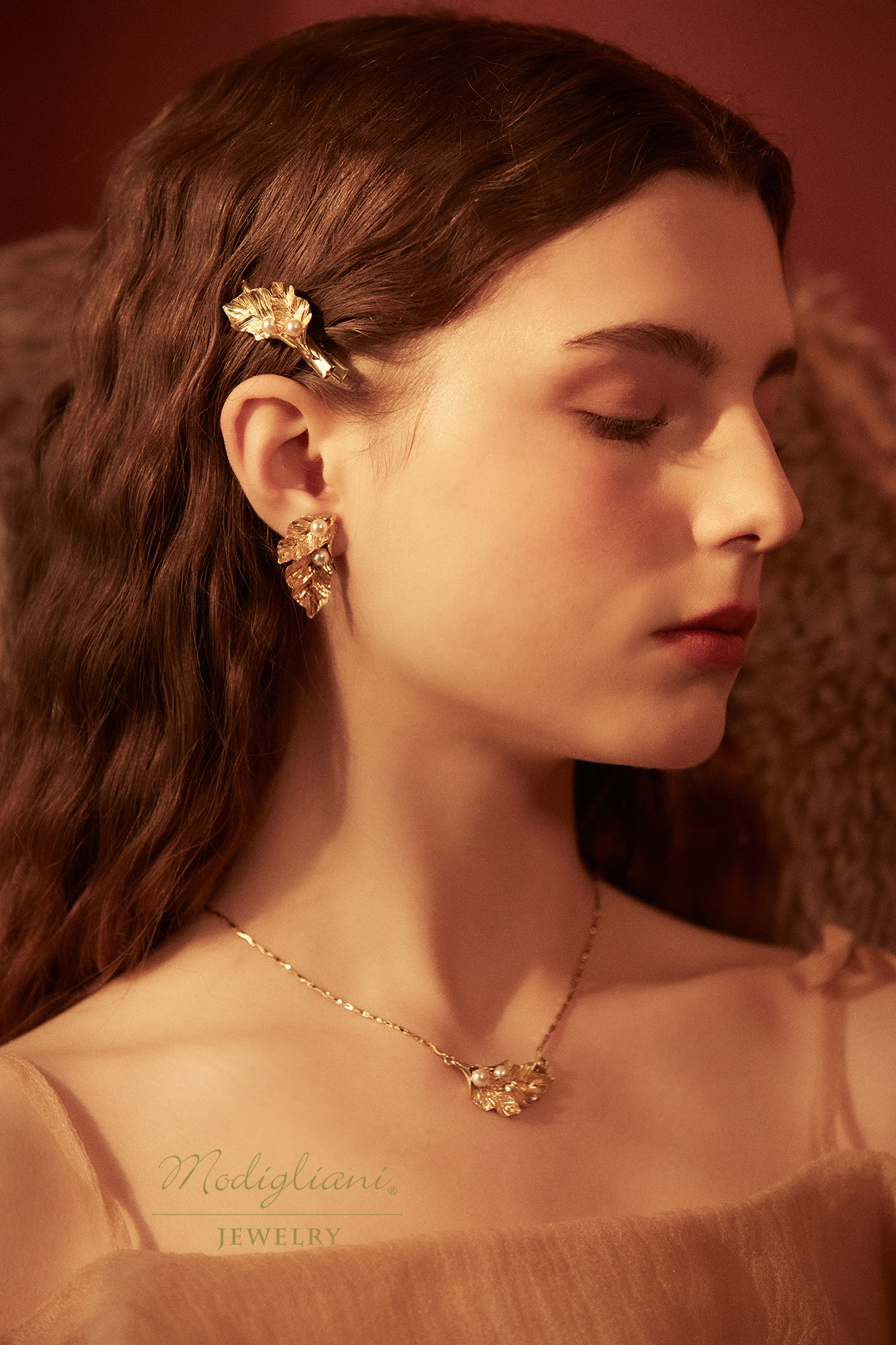 黃銅飾品,黃銅,花草,百搭,髮夾,氣質,施華洛世奇水晶珍珠,珍珠