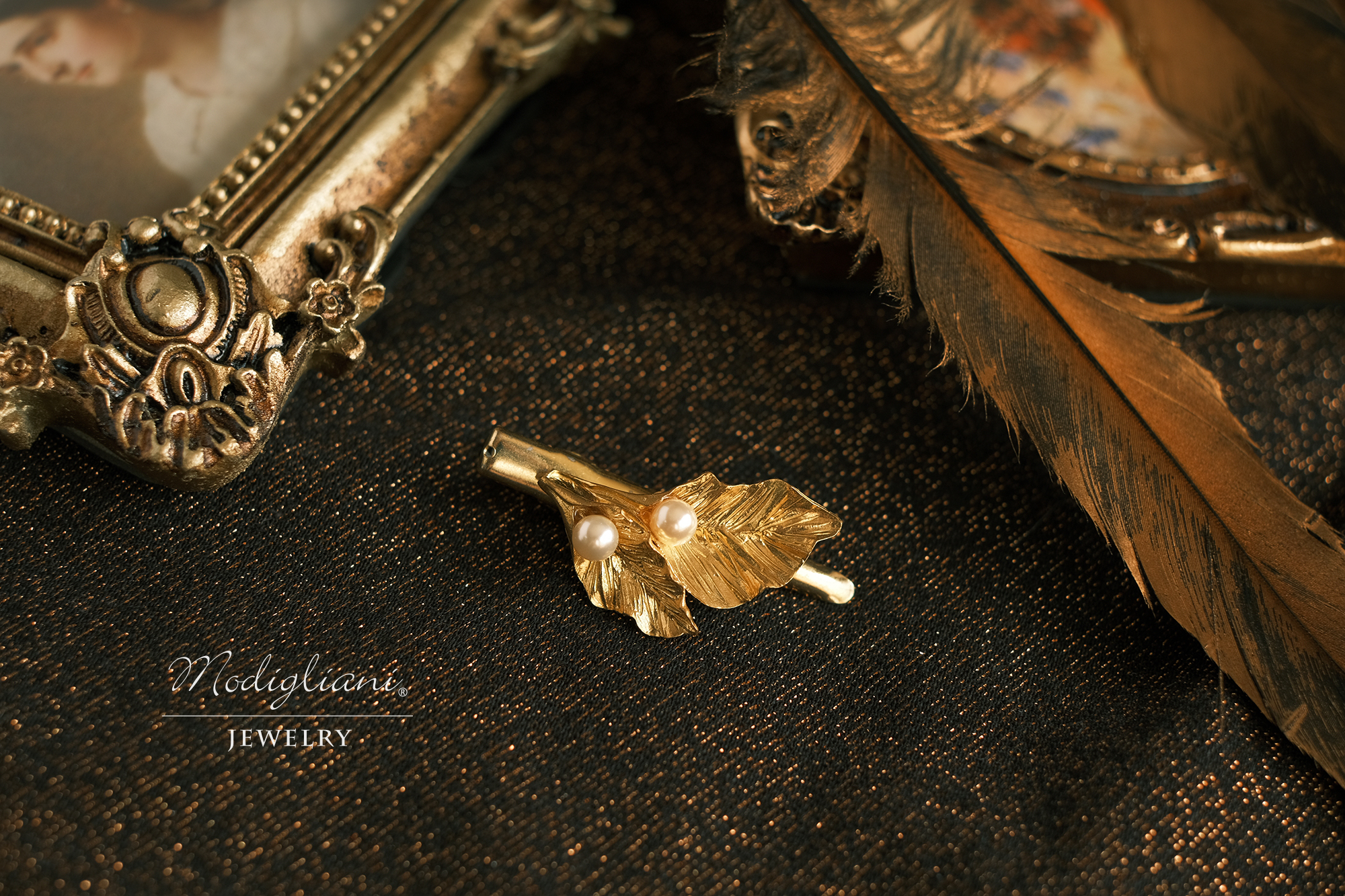 黃銅飾品,黃銅,花草,百搭,髮夾,氣質,施華洛世奇水晶珍珠,珍珠