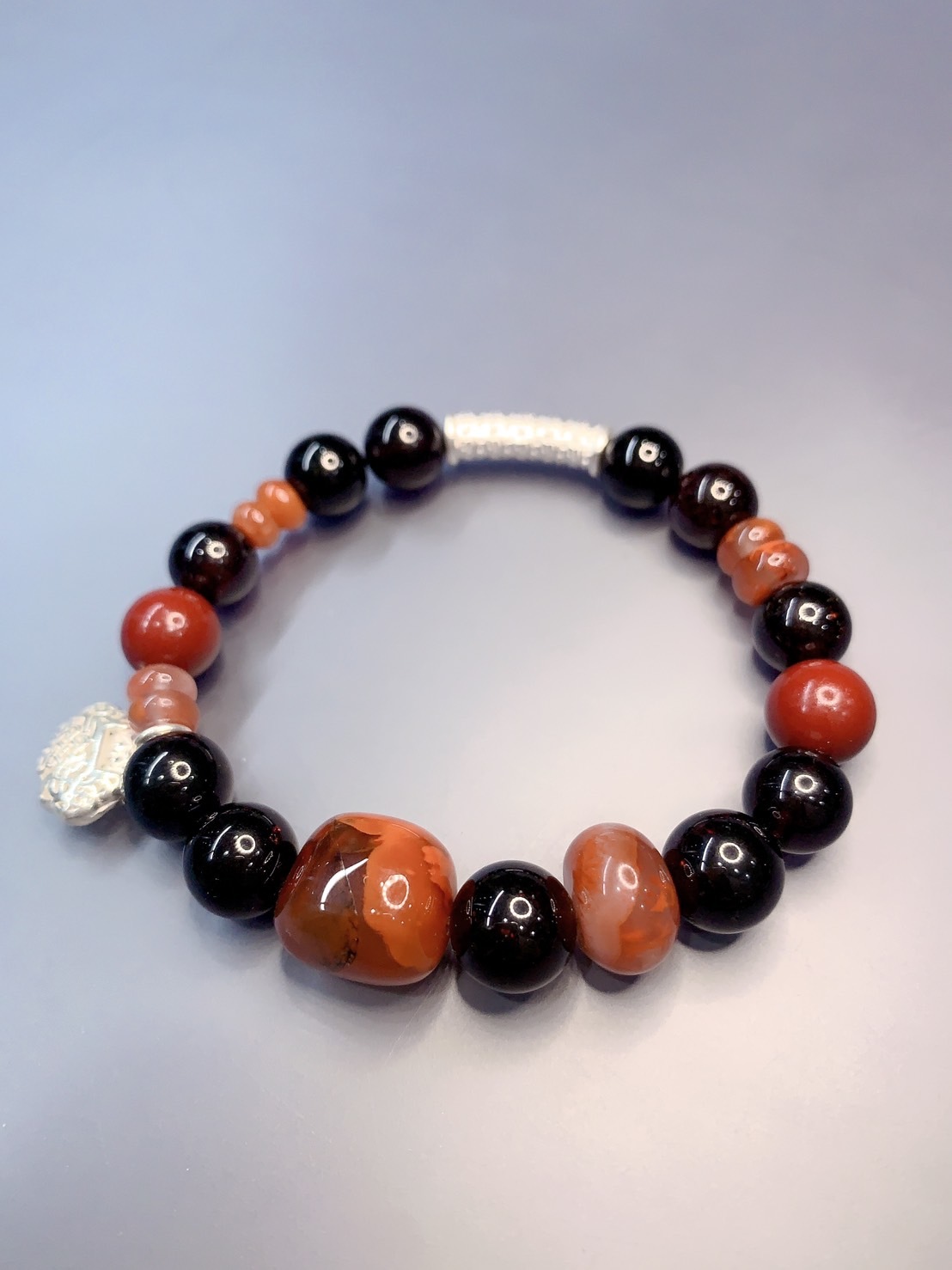 如意鎖丨滿堂富貴丨南紅瑪瑙和紅石榴石